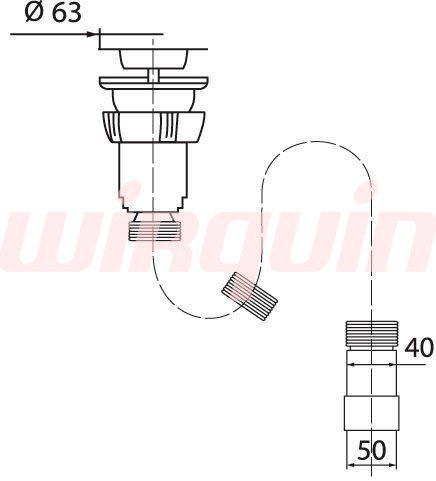 Сифон для раковины гофрированный Wirquin 1 1/4”х40/50 мм. L = 1200 мм