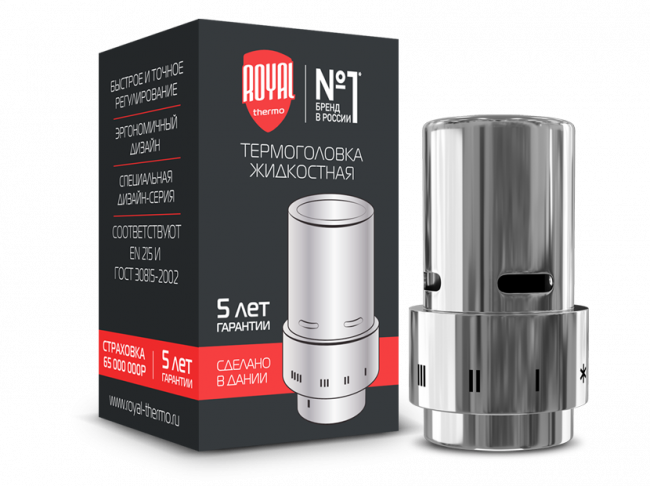 Головка термостатическая жидкостная Royal Thermo-Danfoss Design, Click (хром) НС-1281641