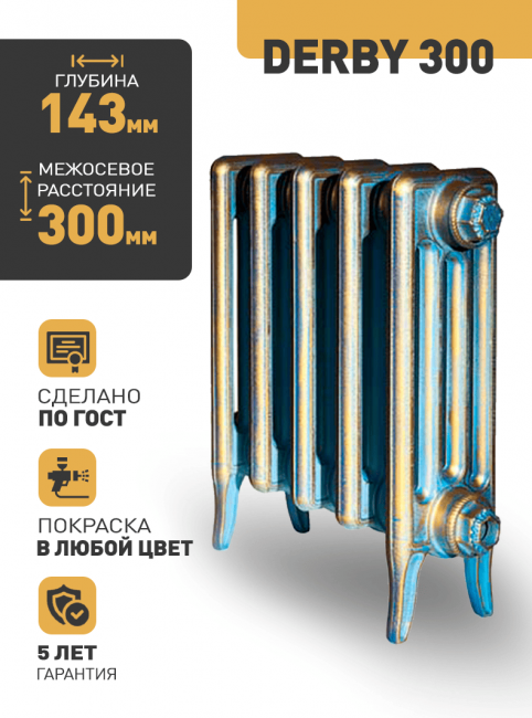Радиатор чугунный Радимакс Derby 300, 4 секций Радиатор чугунный Радимакс Derby 300, 4 секций