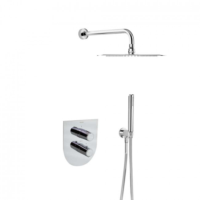 Встраиваемый термостатический смеситель для душа с тропическим и ручным душем на 2 выхода Ramon Soler Tzar K3487011NC никель Встраиваемый термостатический смеситель для душа с тропическим и ручным душем на 2 выхода Ramon Soler Tzar K3487011NC никель