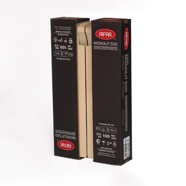 Биметаллический радиатор Rifar Monolit 500, 4 секции, 3/4" Капучино Биметаллический радиатор Rifar Monolit 500, 4 секции, 3/4" Капучино