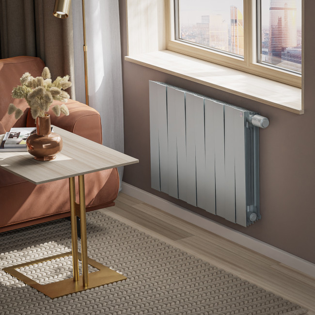 Радиатор биметаллический Royal Thermo Piano Forte 500 серебристый VR80 - 10 секц.