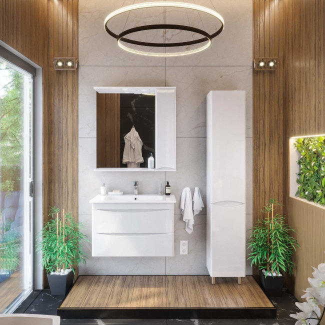 Зеркальный шкаф Sanstar Smile 70 П 1 дверца, белый Зеркальный шкаф Sanstar Smile 70 П 1 дверца, белый