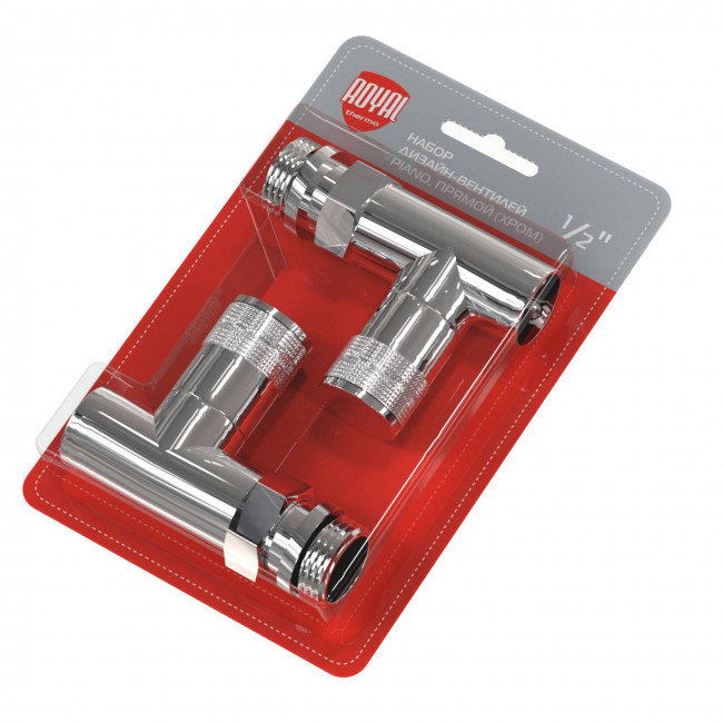 Набор дизайн-вентилей Royal Thermo Piano, прямой 1/2" (хром) НС-1161360 Набор дизайн-вентилей Royal Thermo Piano, прямой 1/2" (хром) НС-1161360