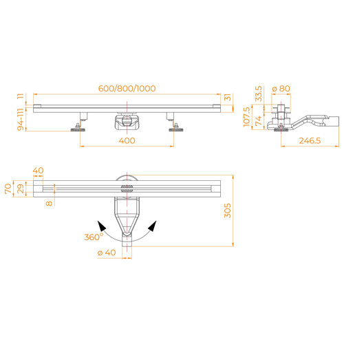 Душевой лоток обрезной RGW SDR-50Gb -100 1000 мм, D50 ультратонкий с крышкой и опорами, золото браш. 76215010-06 Душевой лоток обрезной RGW SDR-50Gb -100 1000 мм, D50 ультратонкий с крышкой и опорами, золото браш. 76215010-06