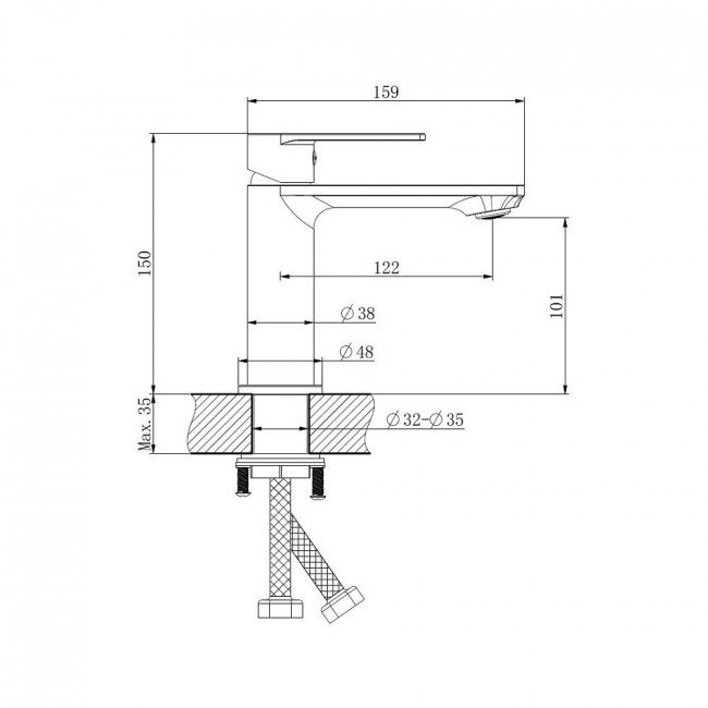 Смеситель для раковины Valfex Sarin Graphite, латунь, пепельный VF.10639-3