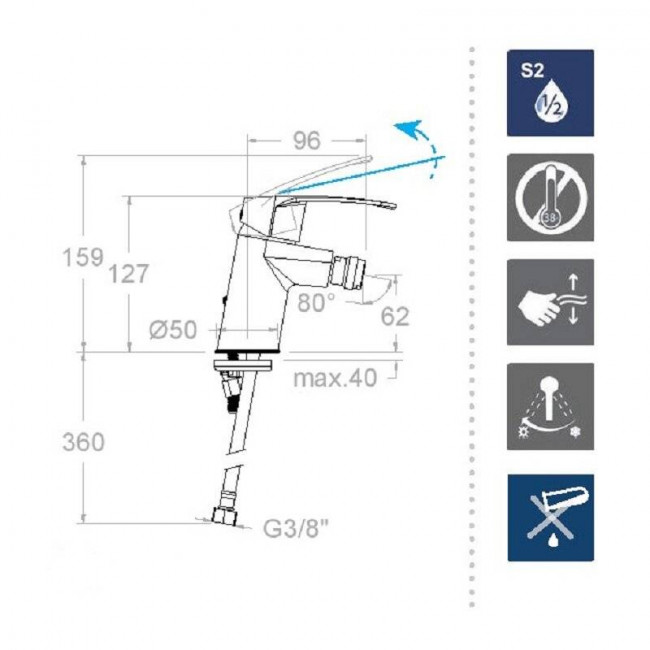 Смеситель для биде Ramon Soler New Fly 570311NM чёрный Смеситель для биде Ramon Soler New Fly 570311NM чёрный