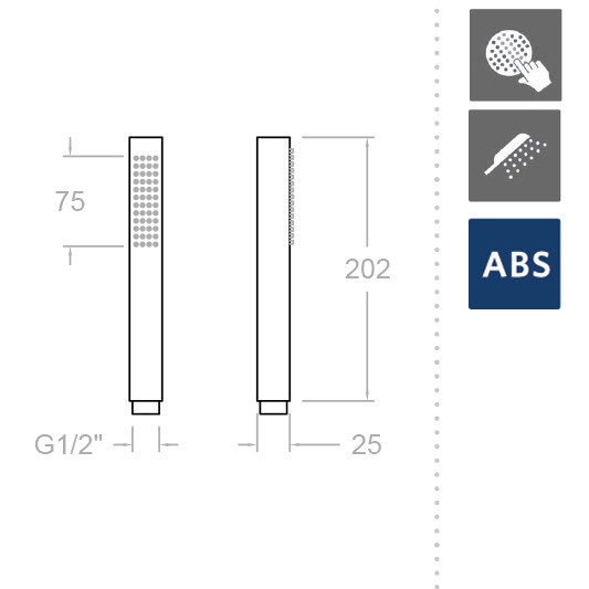 Душевая лейка Ramon Soler с 1 функцией ABS Hydrotherapy 4713P Душевая лейка Ramon Soler с 1 функцией ABS Hydrotherapy 4713P