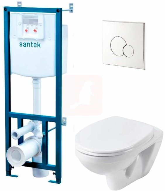 Инсталляция Santek ПЭК Бореаль (подвес. унитаз с сиденьем, soft close, панель смыва хром глянец) Инсталляция Santek ПЭК Бореаль (подвес. унитаз с сиденьем, soft close, панель смыва хром глянец)