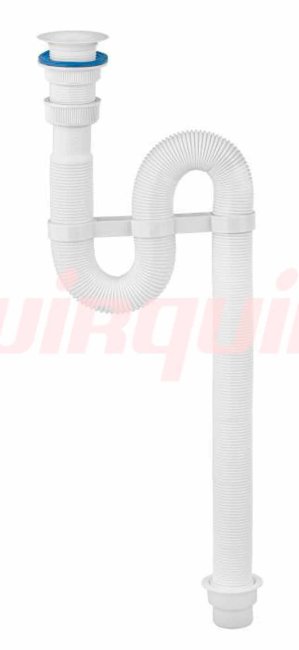 Сифон для раковины гофрированный VIRPlast "VIR" 1 1/4"х40/50, пластиковая чашка 63 мм L900 мм, с хомутом жесткости
