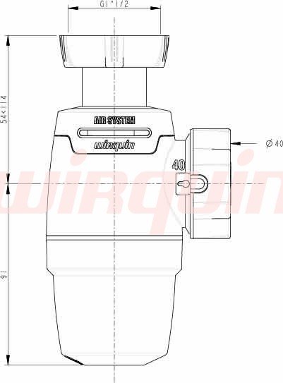 Сифон для мойки Wirquin "NEO AIR SYSTEM" 1 1/2” х 40 мм без выпуска Сифон для мойки Wirquin "NEO AIR SYSTEM" 1 1/2” х 40 мм без выпуска