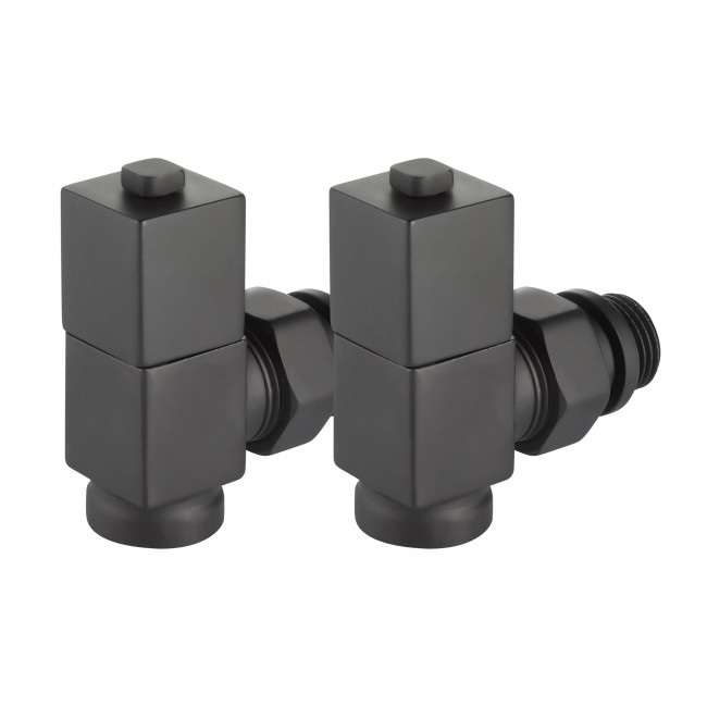 Набор дизайн-вентилей Royal Thermo Cube, угловой 1/2" (черный) НС-1422578 Набор дизайн-вентилей Royal Thermo Cube, угловой 1/2" (черный) НС-1422578