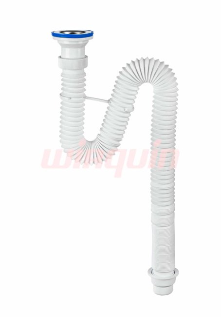 Сифон для раковины гофрированный VIRPlast "Элит" 1 1/2"х40/50 с нержавеющей чашкой 70 мм, L1200 мм, с хомутом жёсткости