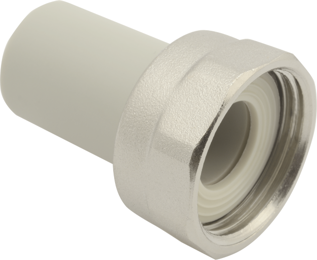 Муфта FV-Plast PPR 20х3/4", пластиковая с накидной гайкой, серая