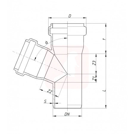 Тройник канализационныйOstendorf Skolan dB SKEA 110/110х67°