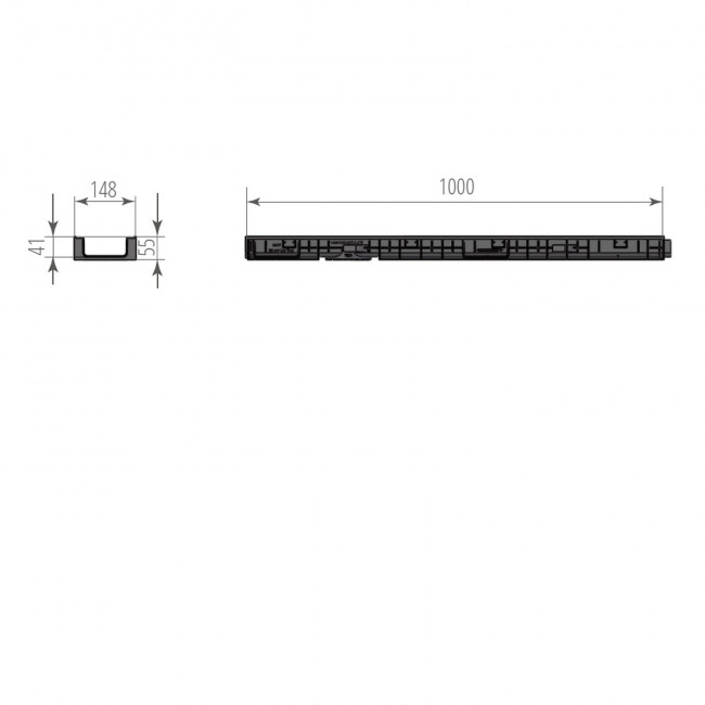 Лоток Aquastok ЛВП Norma DN100 H55 C250 1000x148x55 (11005)