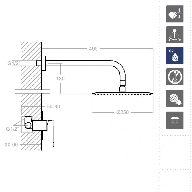 Встраиваемый смеситель для душа Ramon Soler с душевым комплектом Tzar K3418012NM на 1 выход, черный Встраиваемый смеситель для душа Ramon Soler с душевым комплектом Tzar K3418012NM на 1 выход, черный