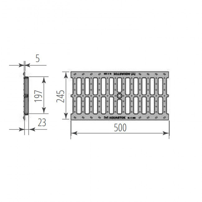 Решетка чугунная щелевая Aquastok Norma DN200 C250 500х245х23 (32013C) Решетка чугунная щелевая Aquastok Norma DN200 C250 500х245х23 (32013C)