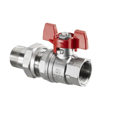 Кран шаровой латунный Oventrop Optibal ДУ25(1") НГ PN16, с американкой, ручка-бабочка 1075808 Кран шаровой латунный Oventrop Optibal ДУ25(1") НГ PN16, с американкой, ручка-бабочка 1075808