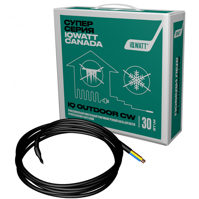 Греющий кабель для систем антиобледенения и снеготаяния IQWATT IQ OUTDOOR CW -10 м. (0,3 кВт/ч) Греющий кабель для систем антиобледенения и снеготаяния IQWATT IQ OUTDOOR CW -10 м. (0,3 кВт/ч)