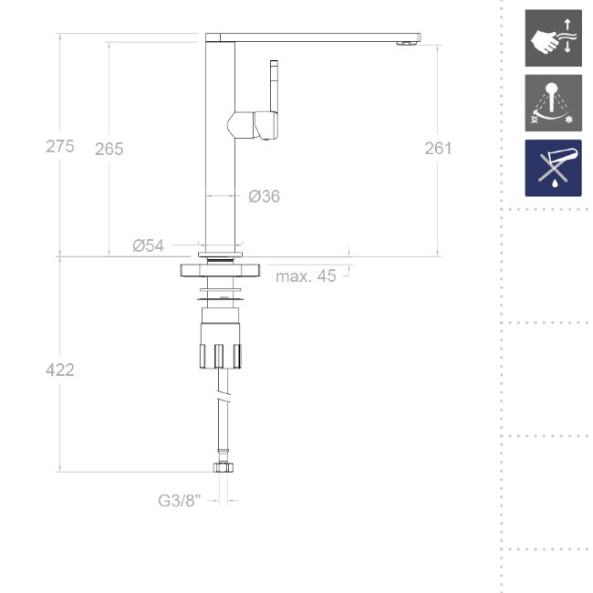 Смеситель для кухни Ramon Soler высокий Kitchen 388401MA
