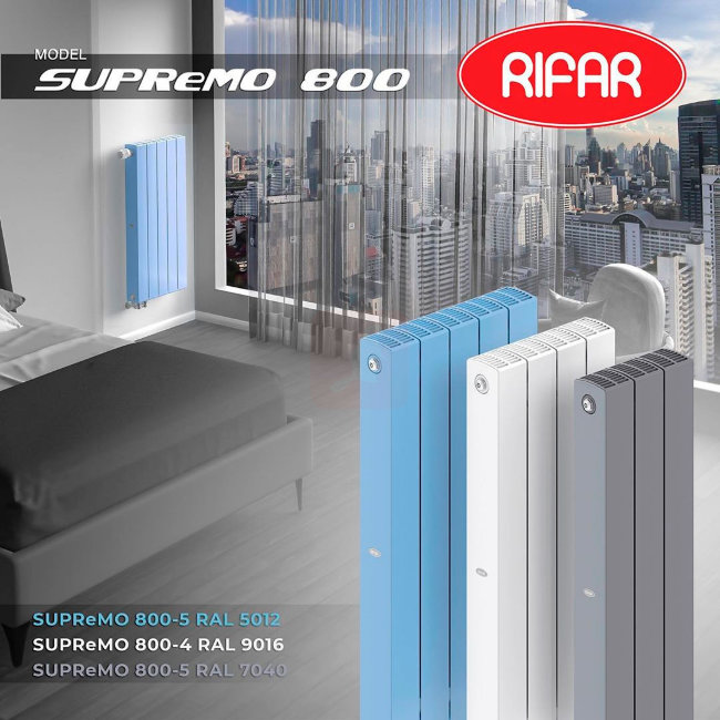 Биметаллический радиатор Rifar Supremo Ventill R 800, 13 секций Биметаллический радиатор Rifar Supremo Ventill R 800, 13 секций