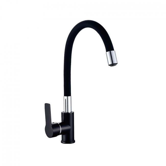 Смеситель для кухни Valfex Estreya Black, гибкий силиконовый излив, латунь VF.70113-7