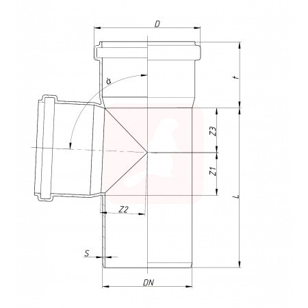 Тройник канализационный Ostendorf KG2000EA 315/160х87° Тройник канализационный Ostendorf KG2000EA 315/160х87°