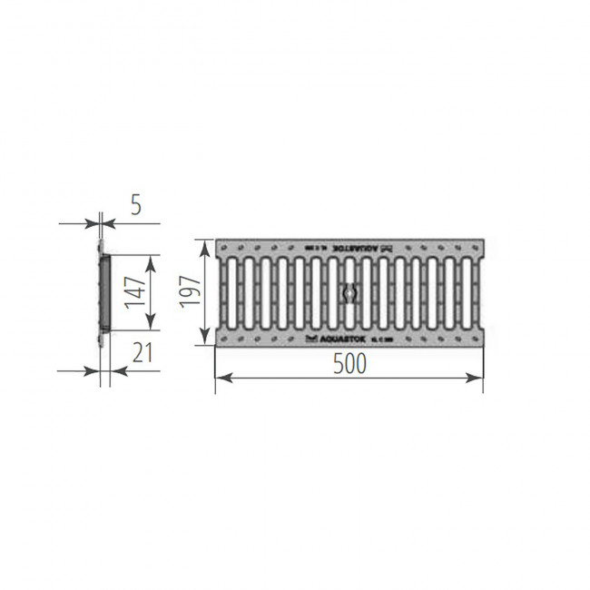 Решетка чугунная щелевая Aquastok Norma DN150 C250 500х197х21 (31513C) Решетка чугунная щелевая Aquastok Norma DN150 C250 500х197х21 (31513C)