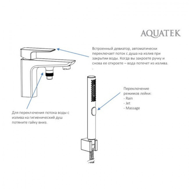 Смеситель врезной на борт ванны Aquatek Вега на 1 отв. хром AQ1044CR Смеситель врезной на борт ванны Aquatek Вега на 1 отв. хром AQ1044CR