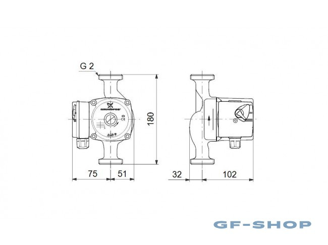 Насос циркуляционный Grundfos UPS 32-60 180 mm Серия 100 96281496 Насос циркуляционный Grundfos UPS 32-60 180 mm Серия 100 96281496