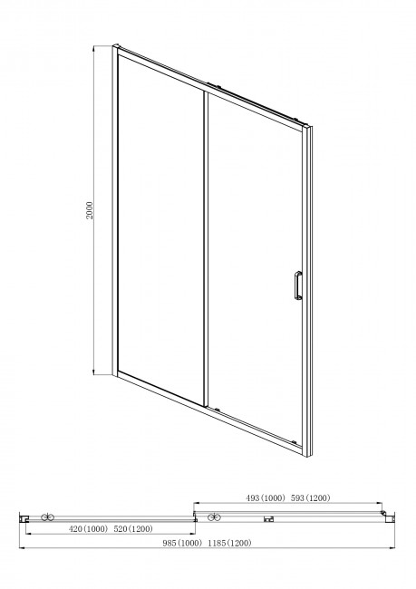 Душевая дверь Aquatek двухэлементная, раздвижная1200x2000 профиль хром, стекло прозрачное Душевая дверь Aquatek двухэлементная, раздвижная1200x2000 профиль хром, стекло прозрачное