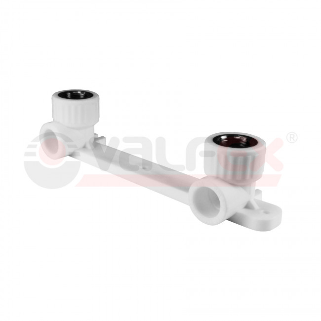 Колено настенное двойное Valfex PPR ВР 2х25х1/2", белое (комплект) Колено настенное двойное Valfex PPR ВР 2х25х1/2", белое (комплект)
