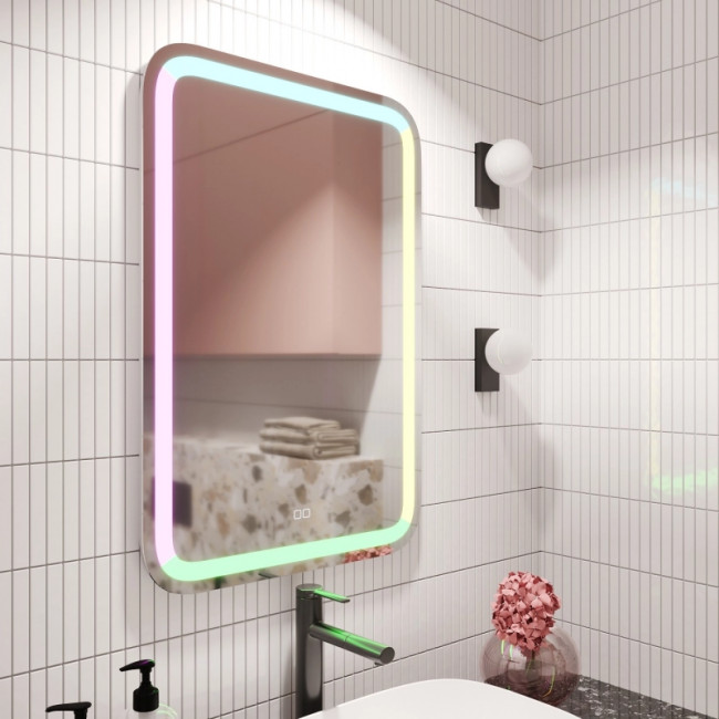 Зеркало Mixline "Мальта" RGB 550*800 (ШВ) сенсорный выключатель, мульти-цвет Зеркало Mixline "Мальта" RGB 550*800 (ШВ) сенсорный выключатель, мульти-цвет