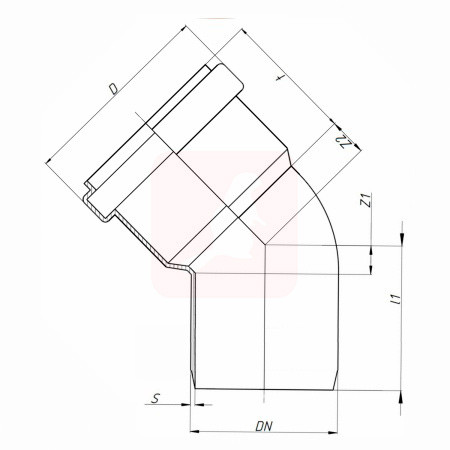 Отвод канализационный Ostendorf KGB 125х45° Отвод канализационный Ostendorf KGB 125х45°