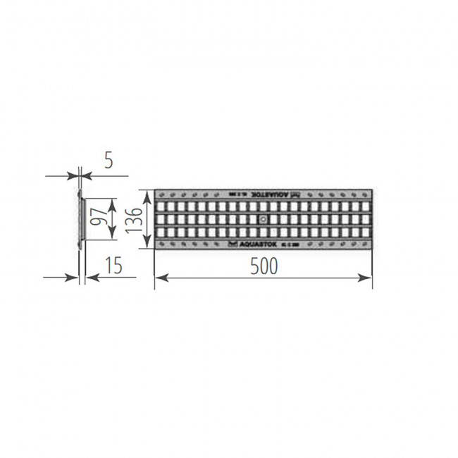 Решетка пластиковая ячеистая Aquastok Norma DN100 А15 500х136х15 (310030А)