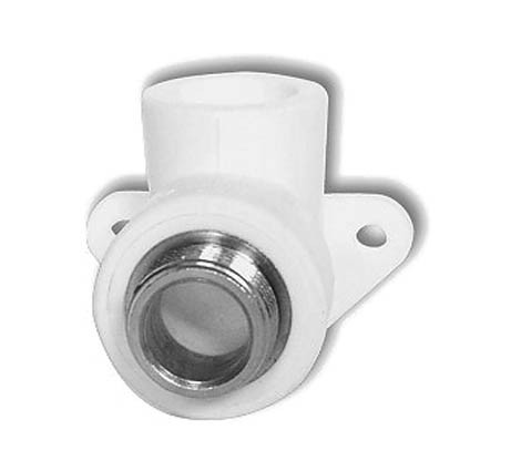 Колено комбинированное настенное GF+Hakan PPR НР 25х3/4", белое (100) Колено комбинированное настенное GF+Hakan PPR НР 25х3/4", белое (100)