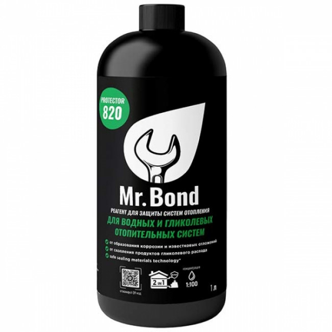 Реагент 2 в 1 для антибактериальной очистки и защиты систем отопления Mr.Bond®® Protector 820 1 л Реагент 2 в 1 для антибактериальной очистки и защиты систем отопления Mr.Bond®® Protector 820 1 л