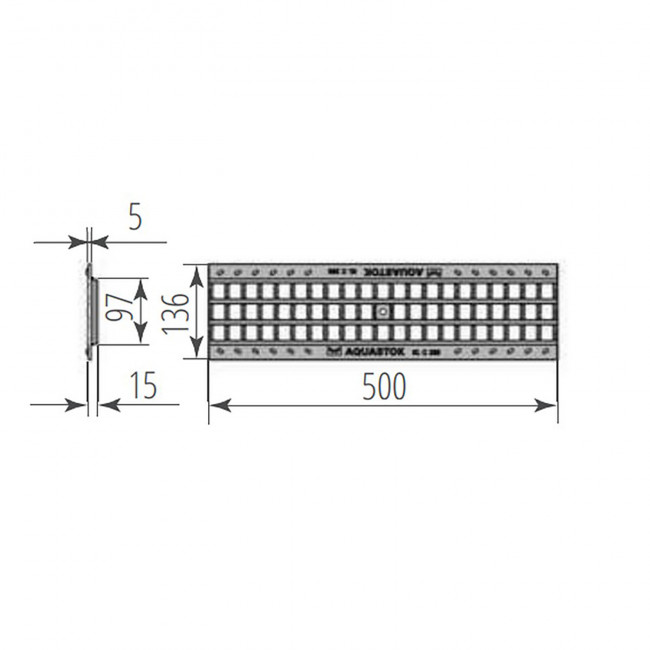 Решетка чугунная ячеистая Aquastok Norma DN100 C250 500х136х15 ((31023C)) Решетка чугунная ячеистая Aquastok Norma DN100 C250 500х136х15 ((31023C))