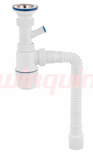 Сифон для раковины и мойки VIRPlast "Элит" 1 1/2"х40/50 c нержавеющей чашкой 70 мм отводом для стиральной или посудомоечной машины и c гофротрубой L800 мм Сифон для раковины и мойки VIRPlast "Элит" 1 1/2"х40/50 c нержавеющей чашкой 70 мм отводом для стиральной или посудомоечной машины и c гофротрубой L800 мм