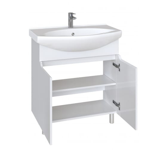 Тумба с раковиной Sanstar Bianco 75, без ящиков, белая, Стиль 75 Тумба с раковиной Sanstar Bianco 75, без ящиков, белая, Стиль 75