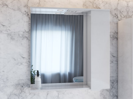 Зеркальный шкаф Sanstar Bianco 80 П, 1 дверца, белый