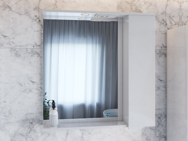 Зеркальный шкаф Sanstar Bianco 80 П, 1 дверца, белый Зеркальный шкаф Sanstar Bianco 80 П, 1 дверца, белый