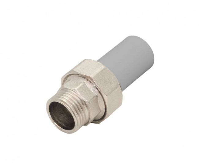 Муфта (разборное соединение) FV-Plast PPR с трубой, НР 25x3/4", серое Муфта (разборное соединение) FV-Plast PPR с трубой, НР 25x3/4", серое