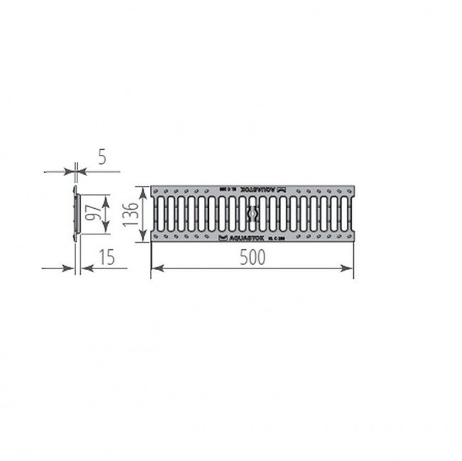 Решетка чугунная щелевая Aquastok Norma DN100 C250 500х136х15 (31013C)
