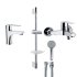 Комплект: смеситель для ванны Ramon Soler со штангой и ручным душем  + смеситель для раковины Ypsilon Plus 6474