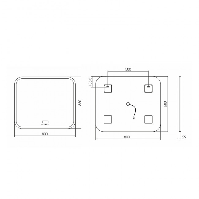 Зеркало Mixline "Стив-6" 800*680 (ШВ) сенсорный выключатель, часы, термометр, Bluetooth + подогрев Зеркало Mixline "Стив-6" 800*680 (ШВ) сенсорный выключатель, часы, термометр, Bluetooth + подогрев