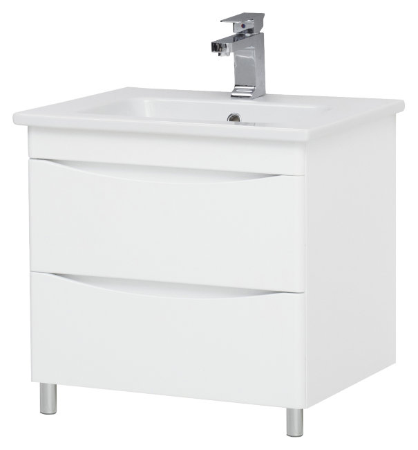 Тумба с раковиной Sanstar Smile 60, 2 ящика, напольная, белая, Эйфория 60 Тумба с раковиной Sanstar Smile 60, 2 ящика, напольная, белая, Эйфория 60