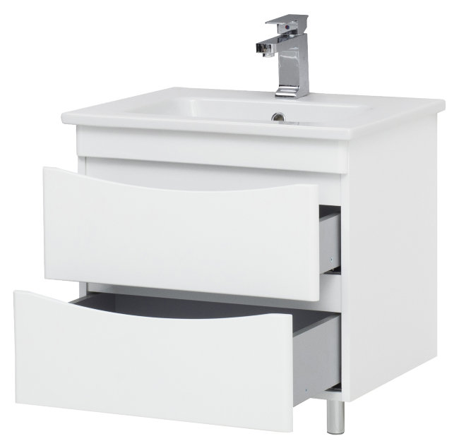 Тумба с раковиной Sanstar Smile 60, 2 ящика, напольная, белая, Эйфория 60 Тумба с раковиной Sanstar Smile 60, 2 ящика, напольная, белая, Эйфория 60