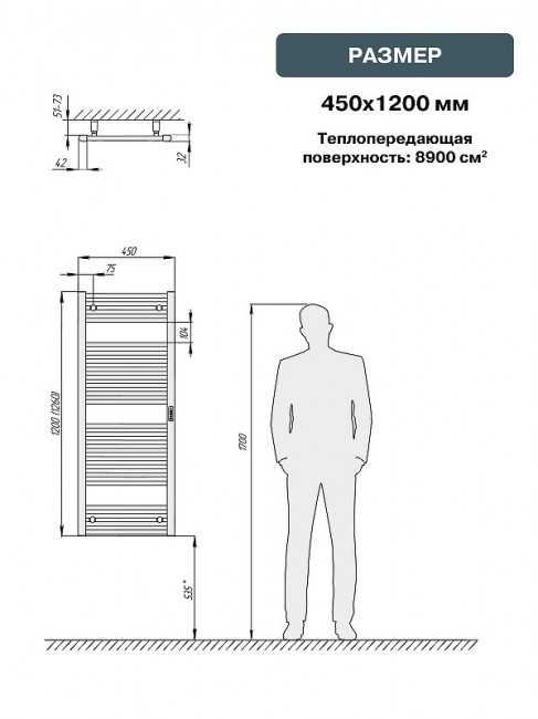 Полотенцесушитель электрический Rifar D-Line 1200х450, цвет белый, 250 Вт DL-120-45-W Полотенцесушитель электрический Rifar D-Line 1200х450, цвет белый, 250 Вт DL-120-45-W